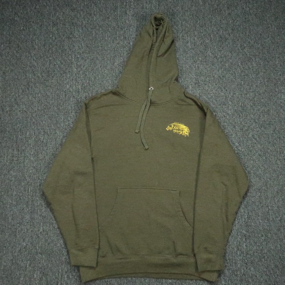 Zero Foxtrot‎ Hoodie Men Medium Green Performance Pullover Native Chief Eagle